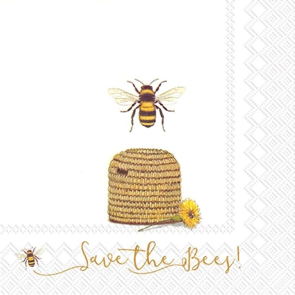 2 Spring 3-Ply Paper Luncheon Napkins, Save The Bees, 20-Count set of 2